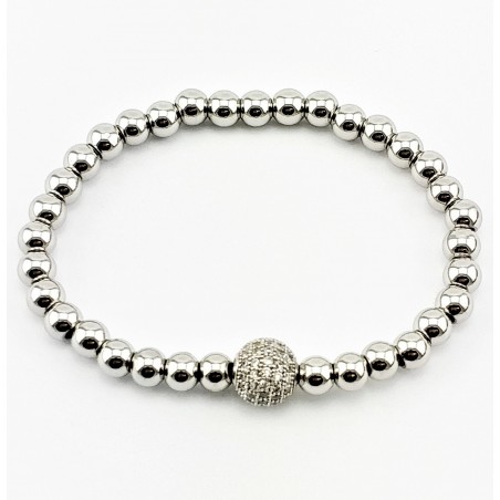 SP Fashion Jewelry - Zilveren RVS Kralen Armband - Zirkonia's-Bal