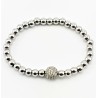 SP Fashion Jewelry - Zilverkleurige RVS Kralen Armband - Zirkonia's-Bal