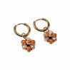∅14mm Dames Verguld RVS Oorbellen Beige-Bruine Kristallen Bloem Hanger
