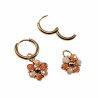 ∅14mm Dames Verguld RVS Oorbellen Beige-Bruine Kristallen Bloem Hanger