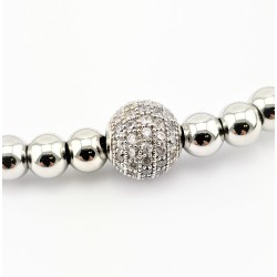 SP Fashion Jewelry - Zilveren RVS Kralen Armband - Zirkonia's-Bal
