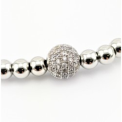 SP Fashion Jewelry - Zilverkleurige RVS Kralen Armband - Zirkonia's-Bal