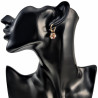 ∅14mm Dames Verguld RVS Oorbellen Beige-Bruine Kristallen Bloem Hanger