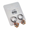 ∅14mm Dames Gepolijst RVS Oorbellen Beige-Bruine Kristallen Bloem Hanger