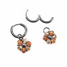 ∅14mm Dames Gepolijst RVS Oorbellen Beige-Bruine Kristallen Bloem Hanger