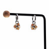∅14mm Dames Gepolijst RVS Oorbellen Beige-Bruine Kristallen Bloem Hanger