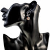 ∅14mm Dames Gepolijst RVS Oorbellen Beige-Bruine Kristallen Bloem Hanger