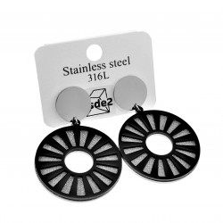 46mm Lange Oorbellen met Rondehanger Dames - RVS Zwart-Zilverkleurig