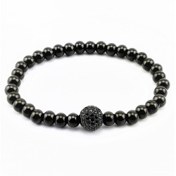 SP Jewelry - Zwarte RVS Kralen Armband - Zwart Zirkonia's-Bal