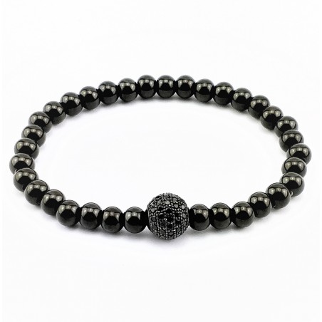 SP Jewelry - Zwarte RVS Kralen Armband - Zwart Zirkonia's-Bal