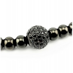SP Jewelry - Zwarte RVS Kralen Armband - Zwart Zirkonia's-Bal