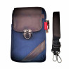 6,5 inch Telefoontas Heren - Marineblauwe Echt Leer Riemtas Heuptas