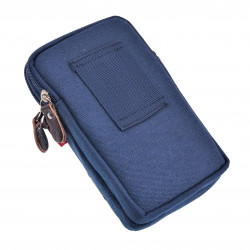 6,5 inch Telefoontas Heren - Marineblauwe Echt Leer Riemtas Heuptas