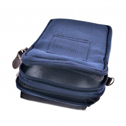 6,5 inch Telefoontas Heren - Marineblauwe Echt Leer Riemtas Heuptas