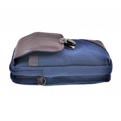 6,5 inch Telefoontas Heren - Marineblauwe Echt Leer Riemtas Heuptas