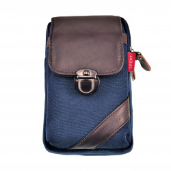 6,5 inch Telefoontas Heren - Marineblauwe Echt Leer Riemtas Heuptas
