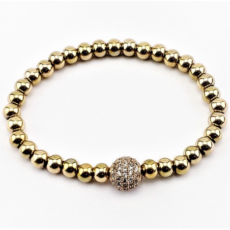 SP Jewelry - Roségoud RVS Kralen Armband - Witte Zirkonia's-Bal