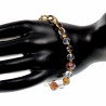 16-20cm Verguld RVS Schakelarmband Bruinen Kristallen en Murano-Glas