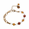 16-20cm Verguld RVS Schakelarmband Bruinen Kristallen en Murano-Glas