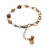 16-20cm Verguld RVS Schakelarmband Bruinen Kristallen en Murano-Glas