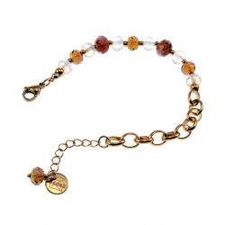 16-20cm Verguld RVS Schakelarmband Bruinen Kristallen en Murano-Glas