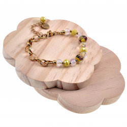 16-20cm Verguld RVS Schakelarmband Gele Kristallen - Murano-Glas