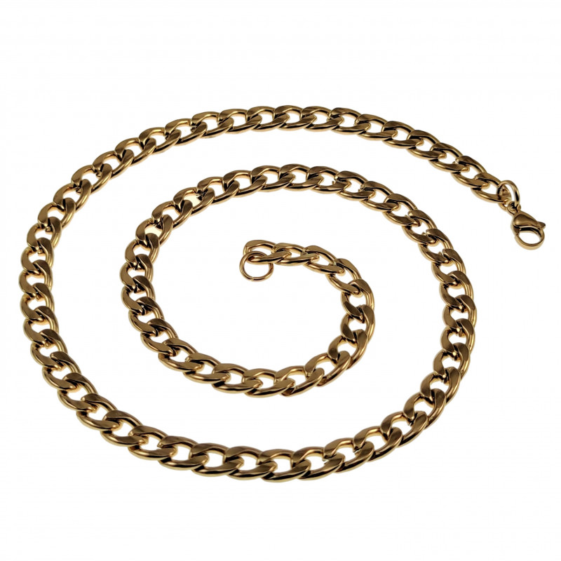 54cm - 7mm Ketting Heren - Verguld RVS - Cubaanse-Schakelsketting 54cm - 7mm Ketting Heren - Verguld RVS - Cubaanse-Schakelsketting