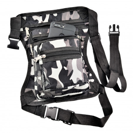 Heuptas - Beentas Heren - Camouflage Zwart-Grijs - Heup- en Beentas