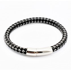 Gevlochten Leren Armband Zwart-Wit