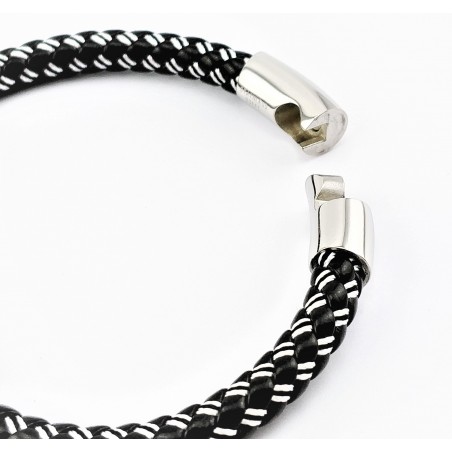 Gevlochten Leren Armband Zwart-Wit