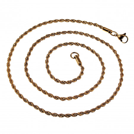 45cm of 50cm - 2mm Ketting Unisex - Verguld RVS - Kordketting