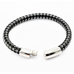 Gevlochten Leren Armband Zwart-Wit