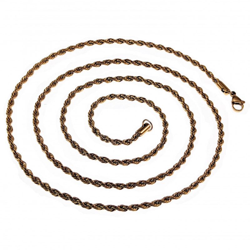 80cm - 3mm Kord Ketting Unisex Verguld RVS - Goudkleurige Kordketting 80cm - 3mm Kord Ketting Unisex Verguld RVS - Goudkleurige Kordketting