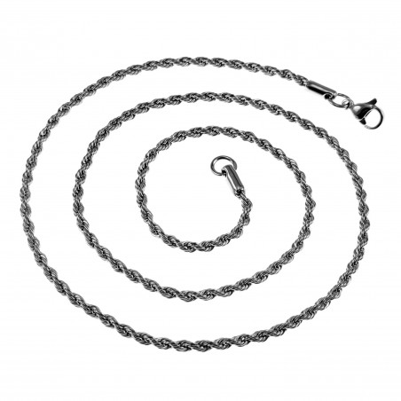 80cm of 55cm - 3mm Kord Ketting Unisex - RVS - Zilverkleurige ketting