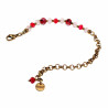 Verguld RVS Ronde Schakelarmband Rode-Roze Kristallen - Murano-Glas