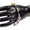 Verguld RVS Ovale Schakelarmband Framboos en Kristallen Murano-Glas