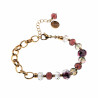 Verguld RVS Ovale Schakelarmband Framboos en Kristallen Murano-Glas