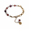 Verguld RVS Ovale Schakelarmband Framboos en Kristallen Murano-Glas
