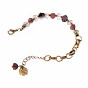 Verguld RVS Ovale Schakelarmband Framboos en Kristallen Murano-Glas