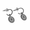 Oorbellen Dames - Zilverkleurig RVS - Open Oorringen met Witte Hanger - Dottilove Bungelende Oorbellen