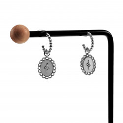 Oorbellen Dames - Zilverkleurig RVS - Open Oorringen met Witte Hanger - Dottilove Bungelende Oorbellen