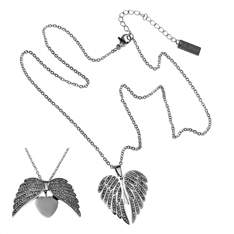 Gepolijst RVS - Gepersonaliseerde Engel Vleugel Ketting 48cm - Dames Gepolijst RVS - Gepersonaliseerde Engel Vleugel Ketting 48cm - Dames