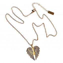 48cm Ketting + Hanger Dames - Verguld RVS - Gepersonaliseerde Engel Vleugel Ketting - Engel Ketting - Goudkleurige Hart Ketting