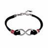 17 - 20cm Armband Unisex - Zwarte Koord Armband RVS Infinity Armband