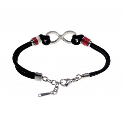 17 - 20cm Armband Unisex - Zwarte Koord Armband RVS Infinity Armband