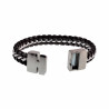 20cm of 19cm Armband Heren - Donkerbruin Leren - RVS - Gevlochten Armband