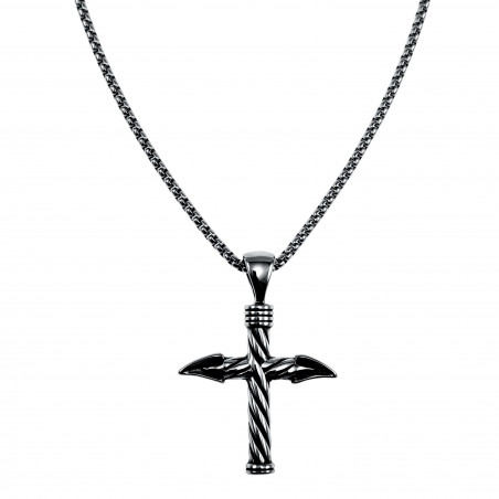 70cm x 3mm Jasseron-ketting + Speer Kruishanger Heren - Gepolijst RVS