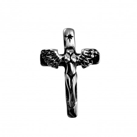 45mm x 30mm Kruishanger Unisex Gepolijst RVS Vrouw-Engel Kruis Hanger
