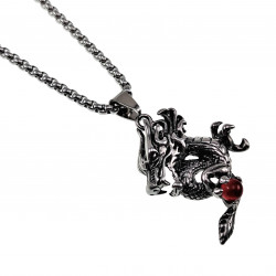 60cm Jasseron-ketting + Drakenhanger Rode Kattenoogsteen Unisex RVS
