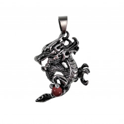 60cm Jasseron-ketting + Drakenhanger Rode Kattenoogsteen Unisex RVS